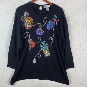 Vintage Jacque & Koko Womens Sequin Christmas Sweater‎ Size 18/20 Colorful